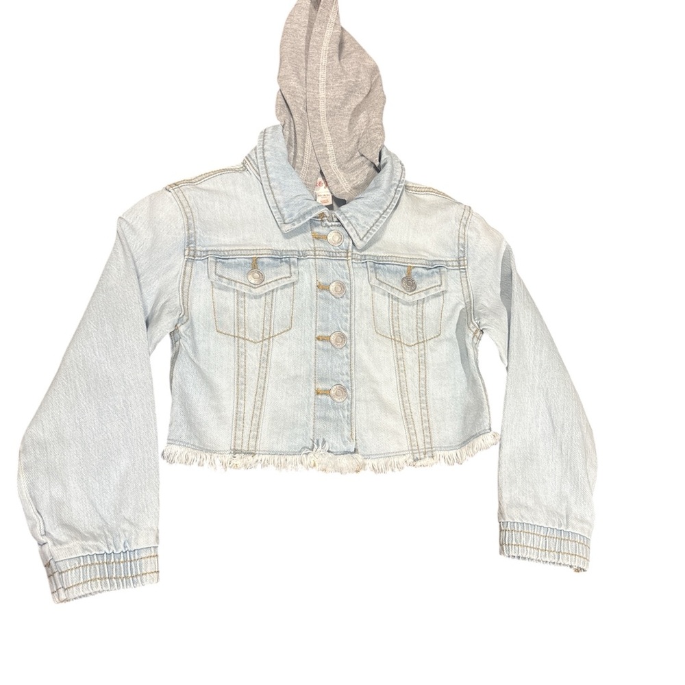 Cat & Jack Light Blue Jean Jacket with Gray Hood